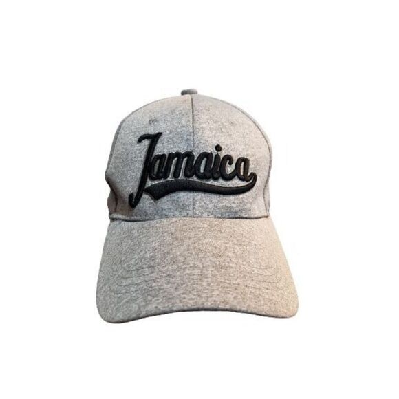 Men's Jamaica Cap Embroidered 3D Soft Grey Black Adjustable Baseball Cap - Picture 1 of 6